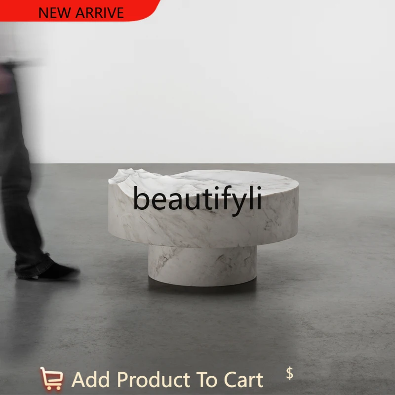 

Nordic light luxury natural marble ocean memory round coffee table G1218