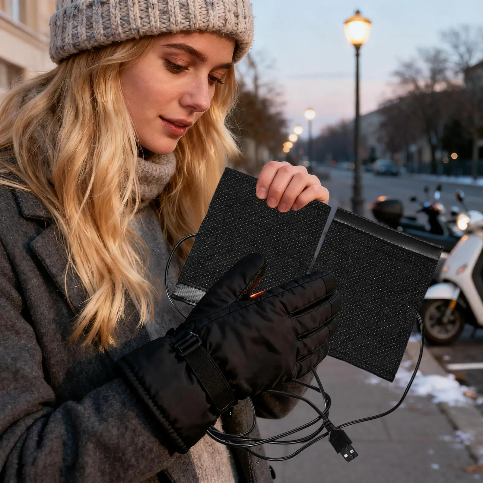 متعددة الأغراض USB لوحة التدفئة الكهربائية للقفازات حزام مرن المكونات في حزمة سخان كهربائي USB لوحة التدفئة لسيارة دراجة نارية #2