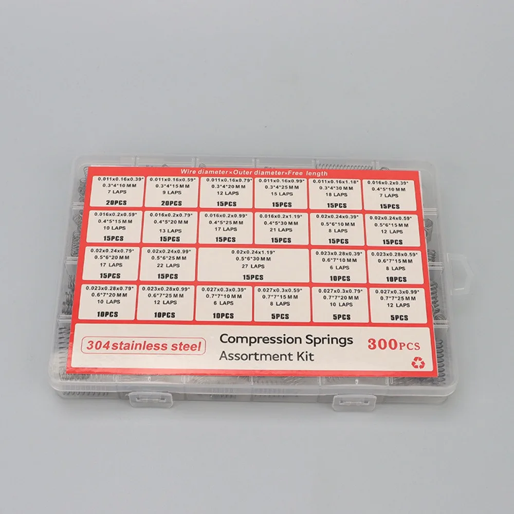 300PCS Premium Stainless Steel Compression Spring Assortment Kit With 23 Kinds Of Size For Mechanical Repair Electronic DIY Part