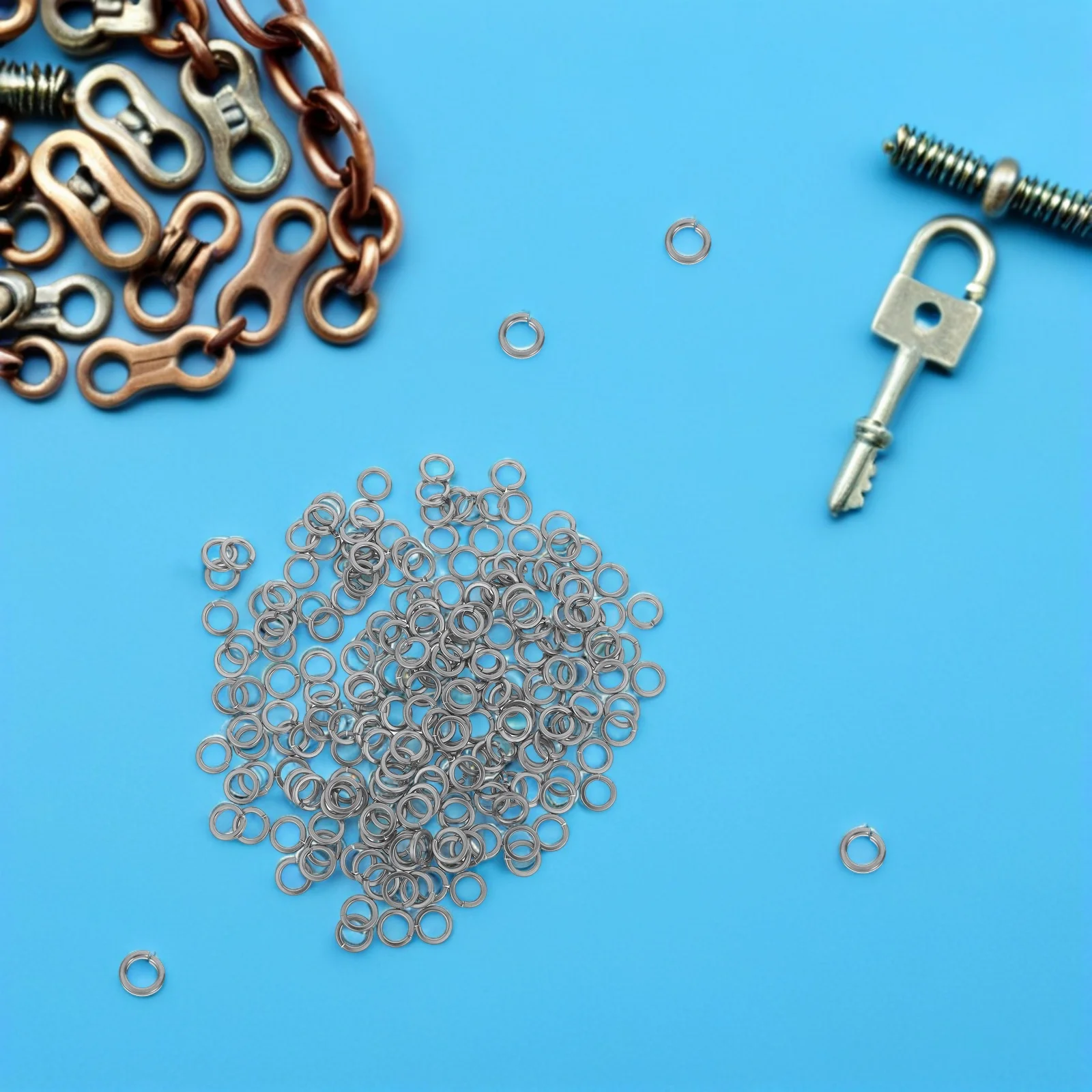 

200Pcs Stainless Steel Flat Washer Spring Lock Washer Round Metal Gasket Set for Furniture Plumbing Repair DIY