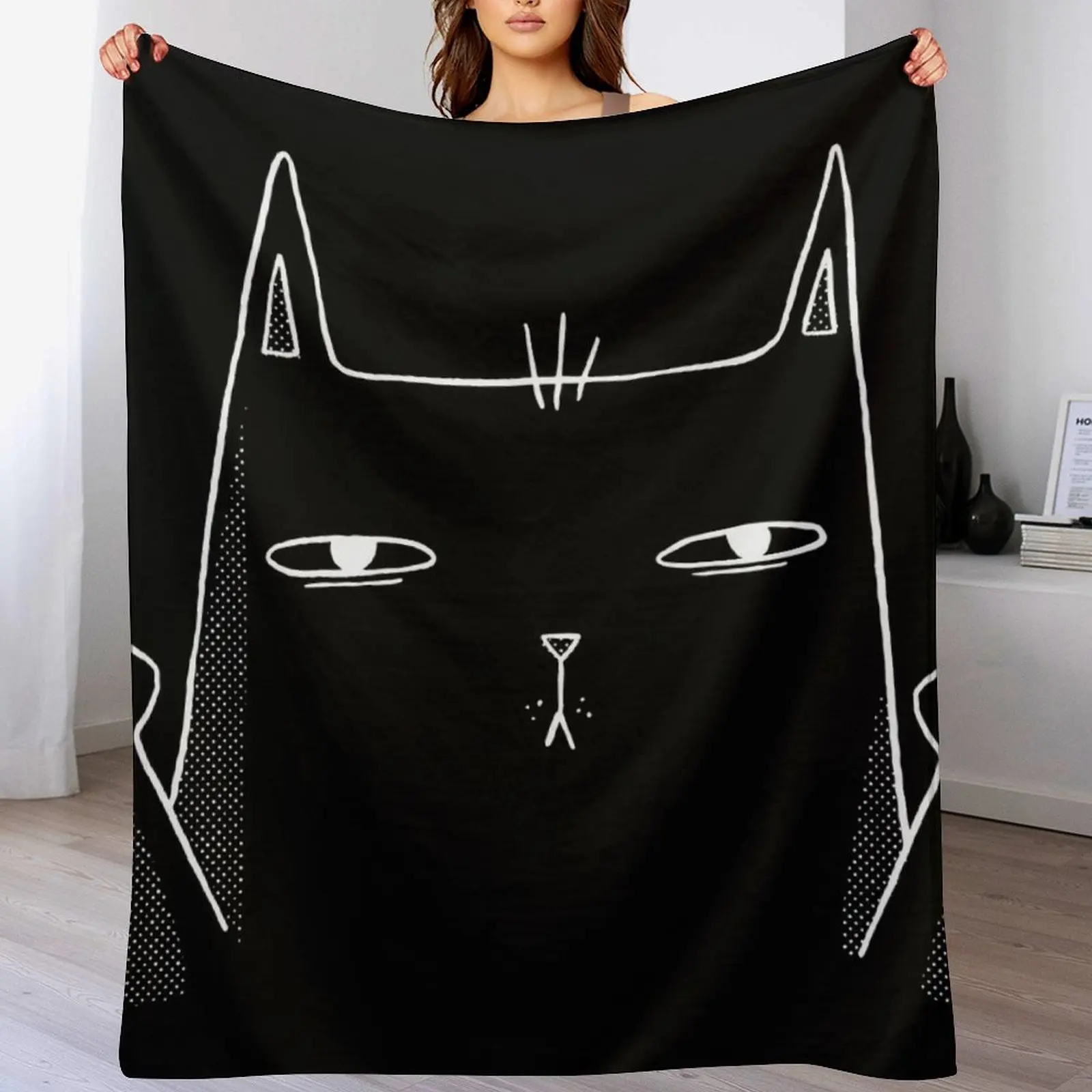 Middle Finger Cat Throw Blanket Furry halloween Blankets