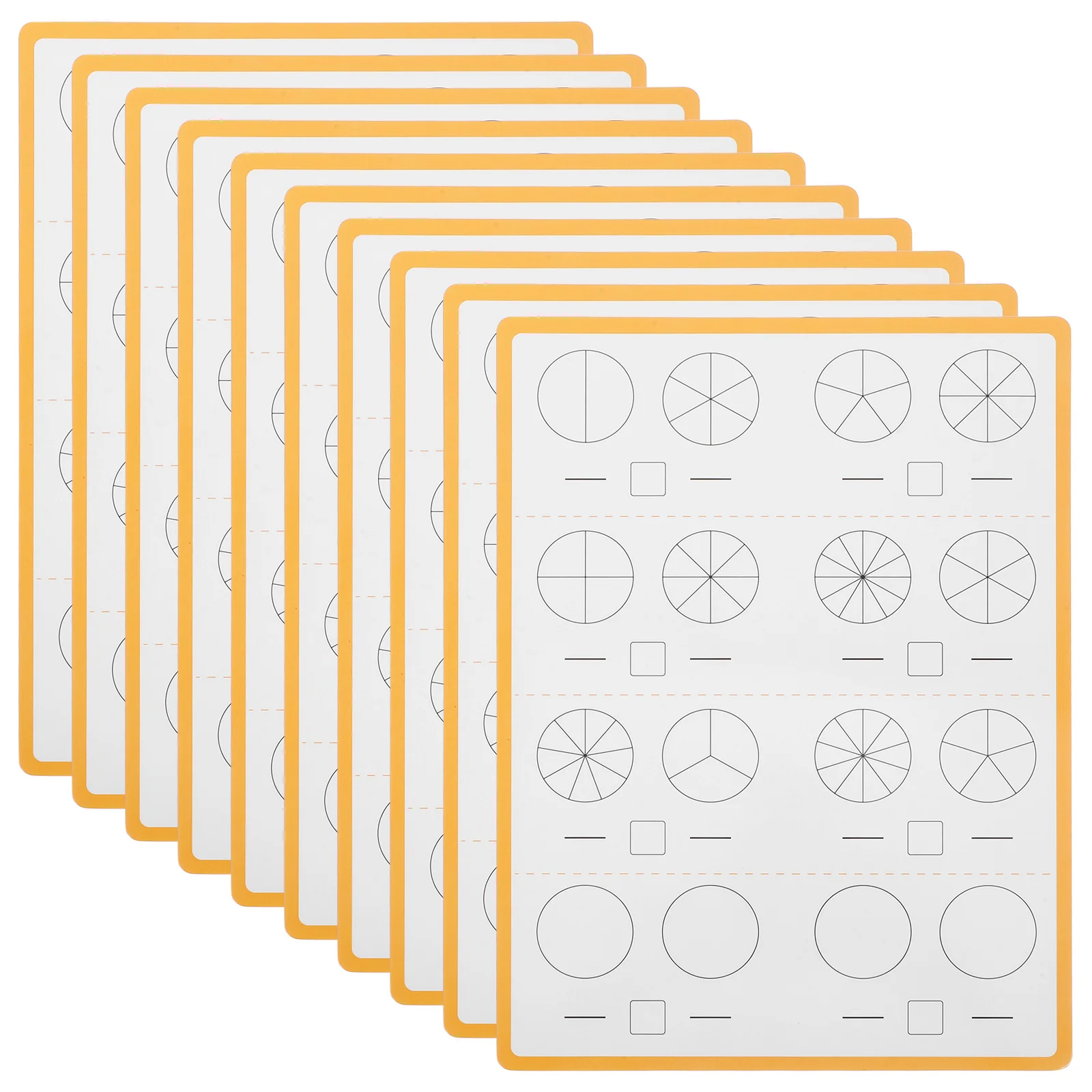 

10Pcs Fraction Manipulative Double Sided Dry Erase Sheets Reusable Math Learning Fractions Kit for Kids School Home