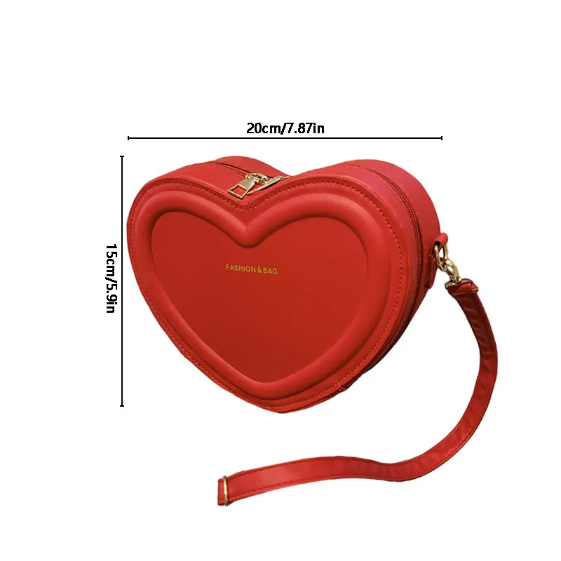 Heart PU Crossbody Bag Women\'s New Fashion Mini Shoulder Bag Student Versatile Casual Bag