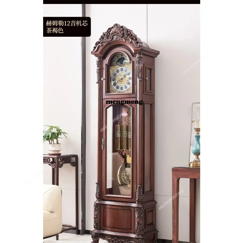 mechanical floor clock living room Chinese retro clock villa home decoration accessories