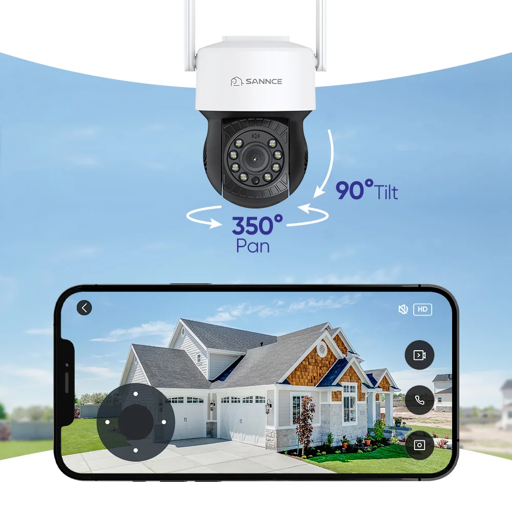 SANNCE 2K 4MP Outdoor Pan Tilt Wireless Dome Security Camera Full Color Night Vision 2-Way Audio Smart AI Human Detection