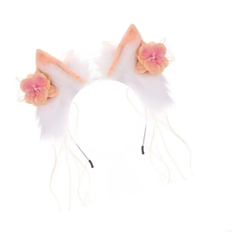 Harige Dierenoor Haarband voor Vrouwen Meisje Cosplay Anime Evenement Dressingup Hoofddeksels Fursuit Kostuum Props Accessoires