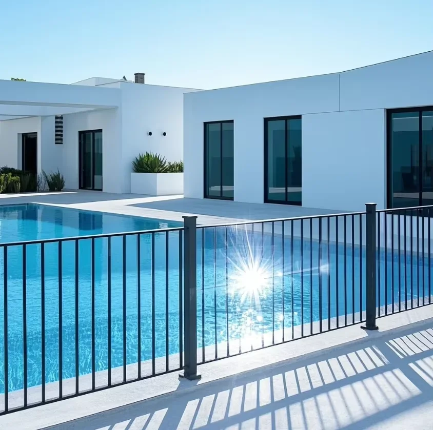 a forCustomized High Security Powder Coated Aluminum Slat Fence for Villa Yard Swimming Pool Safety & Privacy with Rot Proof