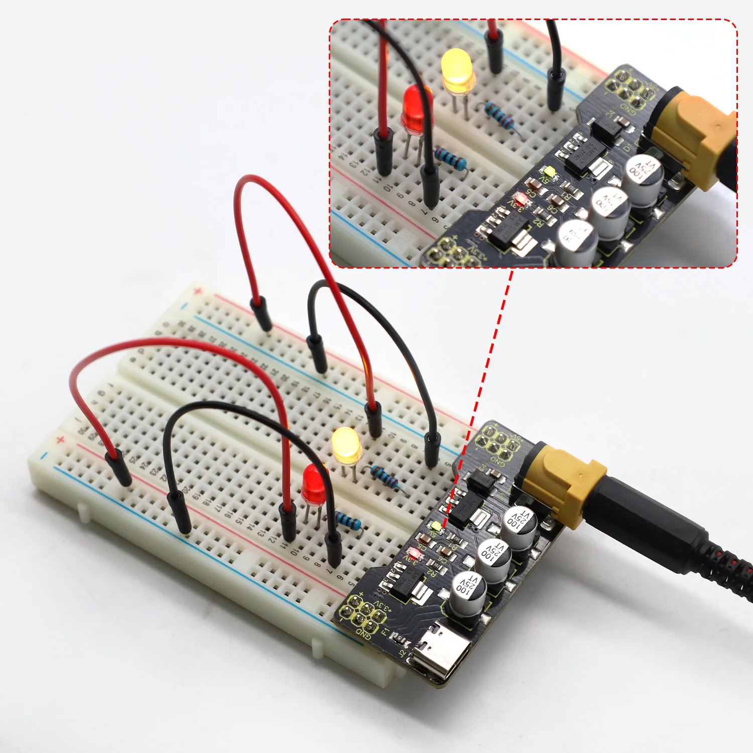 Keyestudio Type-C Power Module+400 Breadboard+Jumper Wires for Arduino Breadboard Projects Test Accessory Kit DIY Electronic Kit