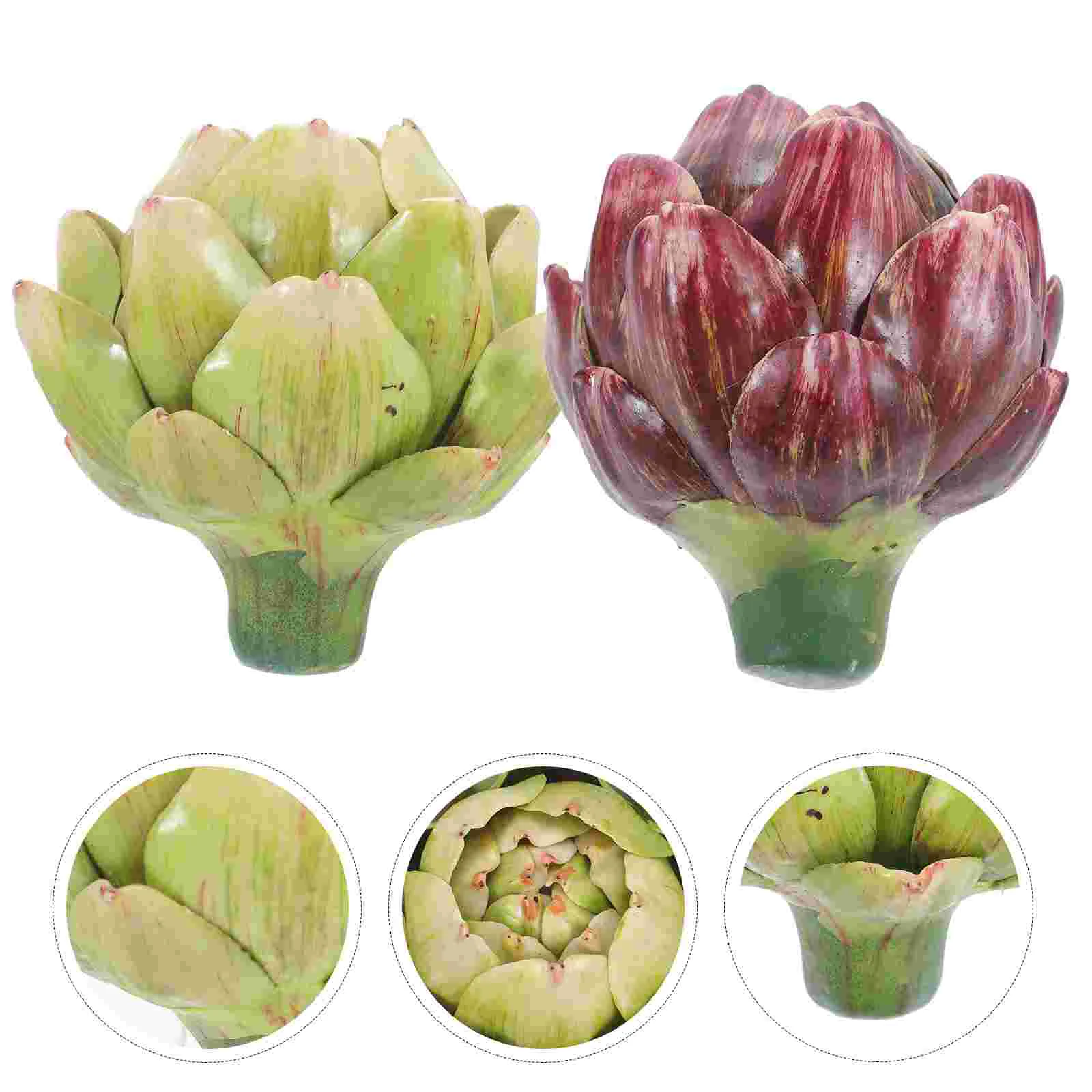 

2 Pcs Artichoke Artificial Flower Home Decor Fake Artichokes for Decoration Plant Decorate Kitchen Silk Faux Vegetable Lifelike