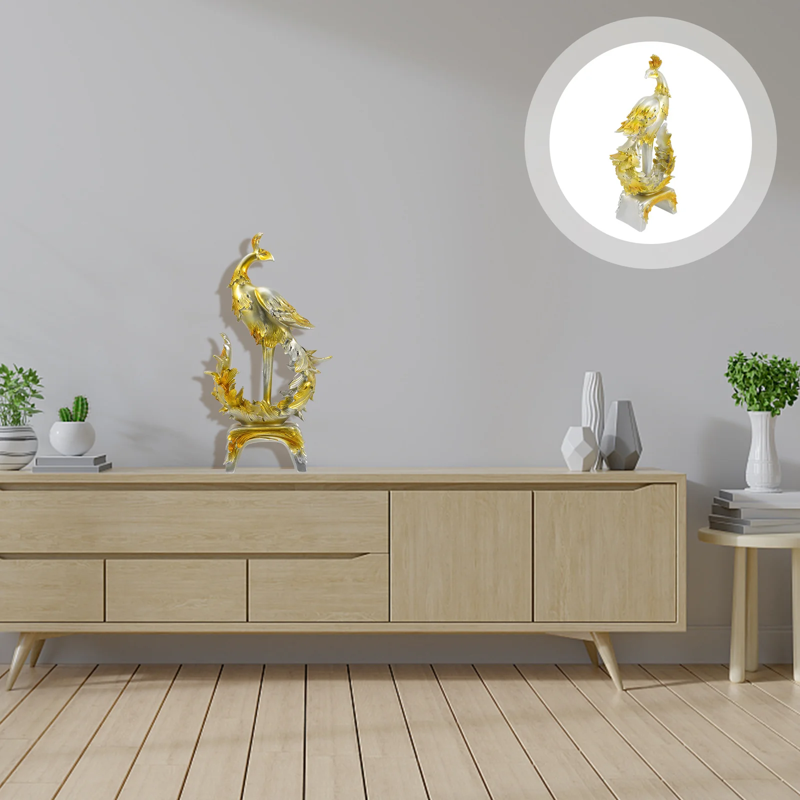 

Delicate Phoenix Statue Resin Craft Home Office Decorative Sculpture for Sitting Room Study Porch Bedroom Garden Landscape