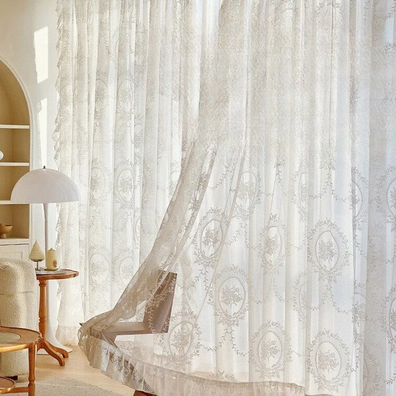 French window screen ruffle leaf curtain living room bedroom
