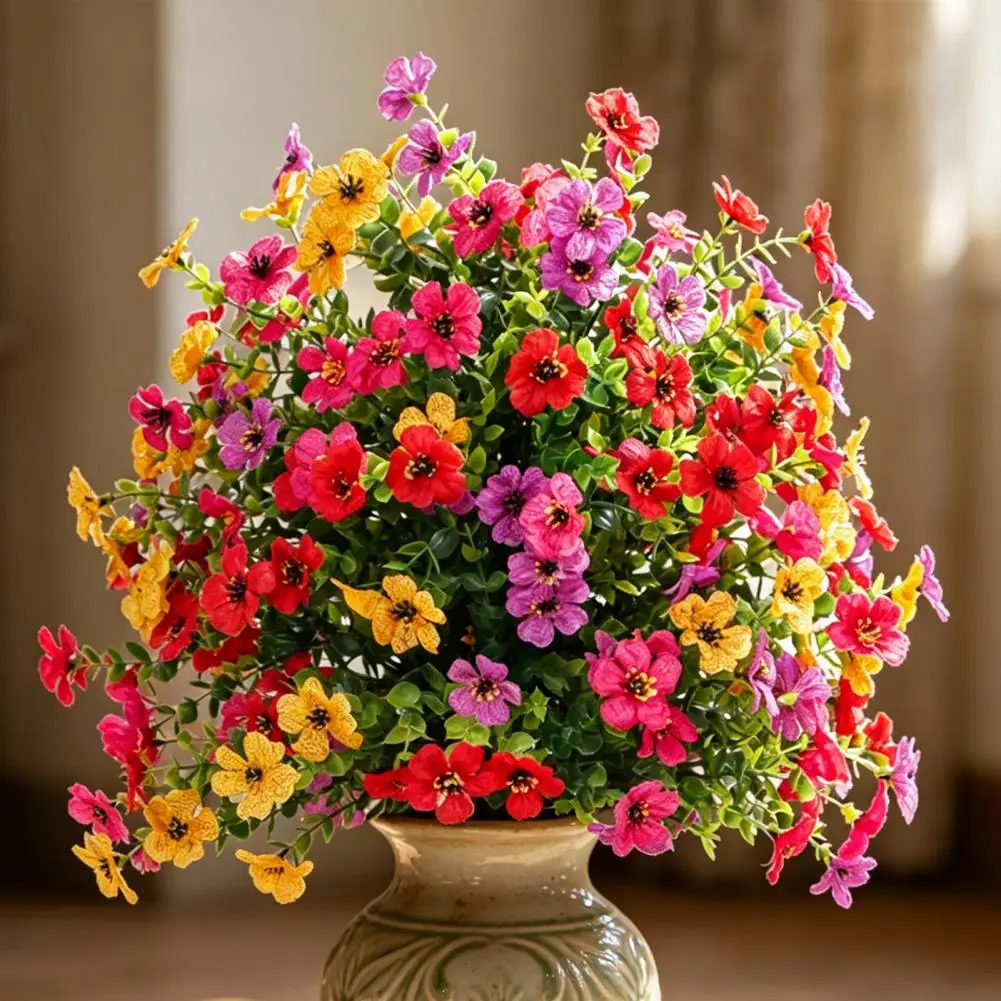 

Artificial Petunias Flower UV Resistant Decorative Flower Bouquet Realistic Faux Flower with Stake for Front Porch Garden Yard