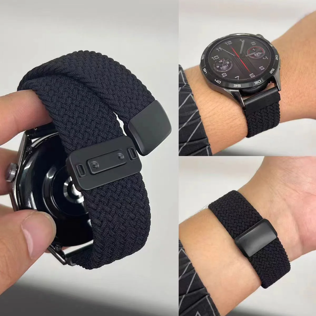 18/20/22mm Braided Stretchy Loop for Huawei Watch GT6 5 4 3 Band Woman Man Magnetic Strap Wristband for Garmin/Samsung Watch