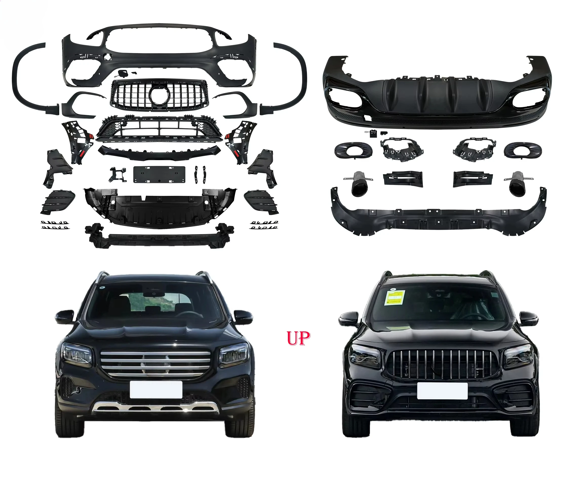 

For Benz GLB X247 Class Plastic Car Bumpers Upgrade to AMG Style Including Grille and Exhaust Modify Condition New 2020-2024cu
