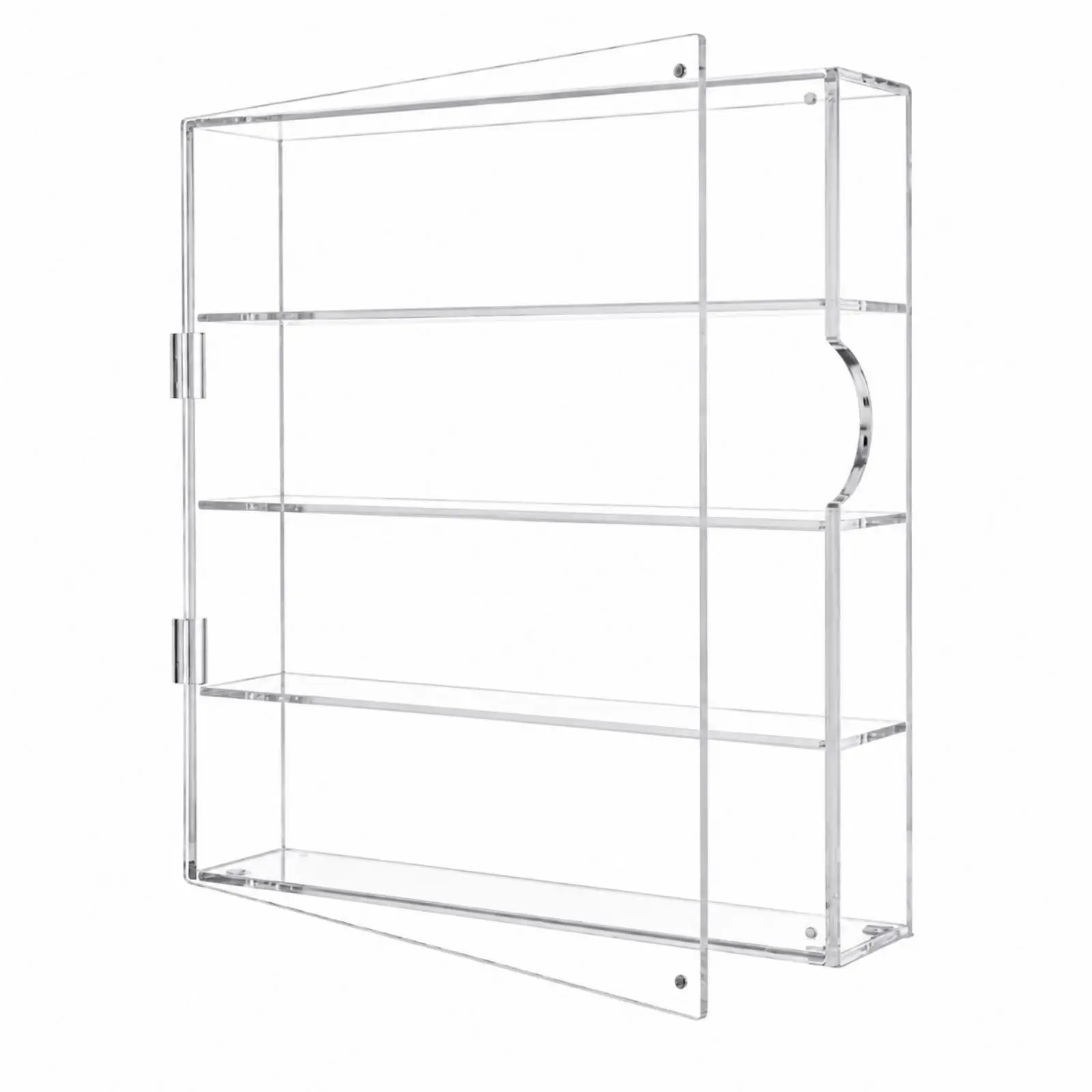 Acrylic Display Cabinet Transparent Showcase with Door for Collectibles Wall Mounted Four Tier Shelving