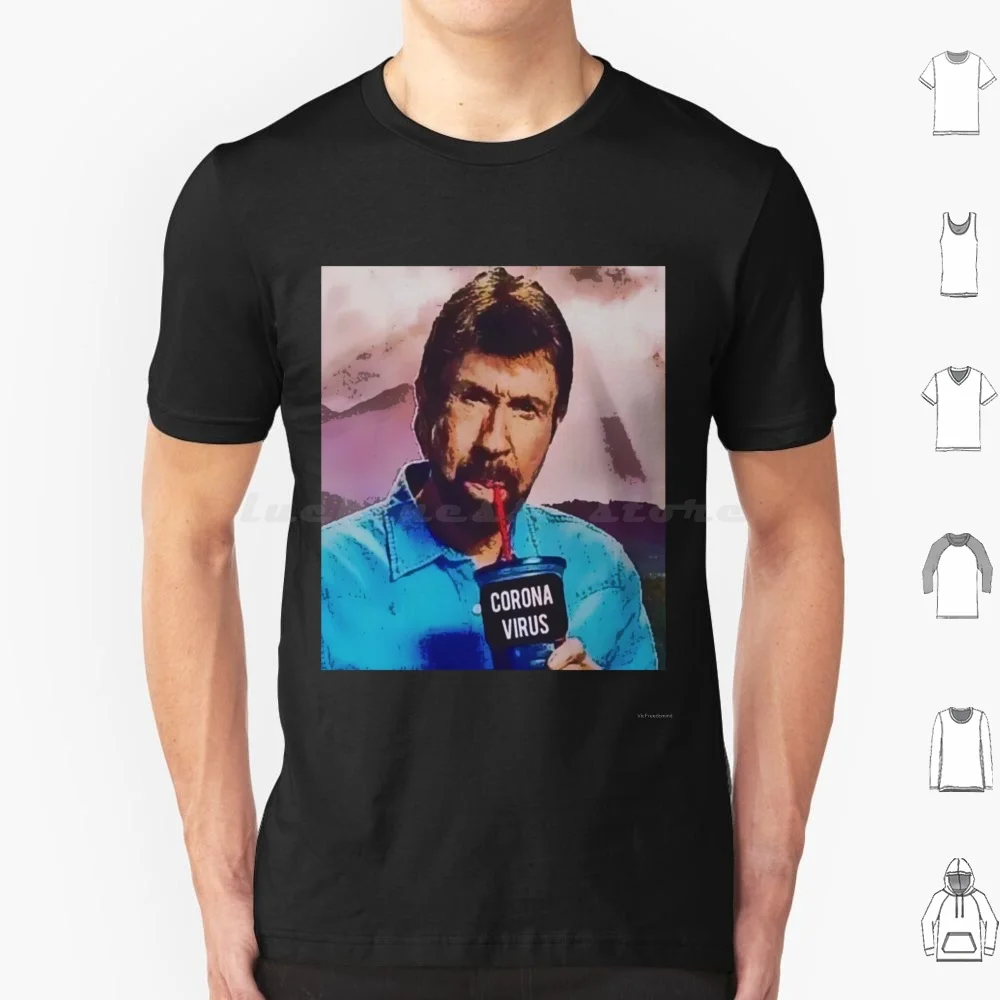 Chuck Norris Drinks T Shirt Cotton Men Women DIY Print Quarantine 19 Funny Social Distancing Norris Trendy Cool Facemask Blue