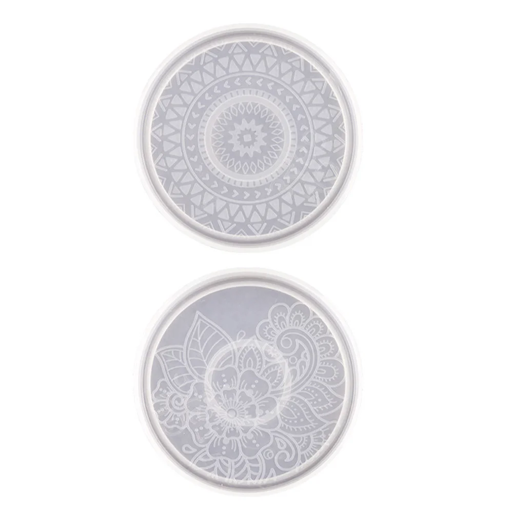 2 Pcs Coaster Mold Silicone Round Shape Cup Mat DIY Making Pads Epoxy Agate Manual Molds Crystal