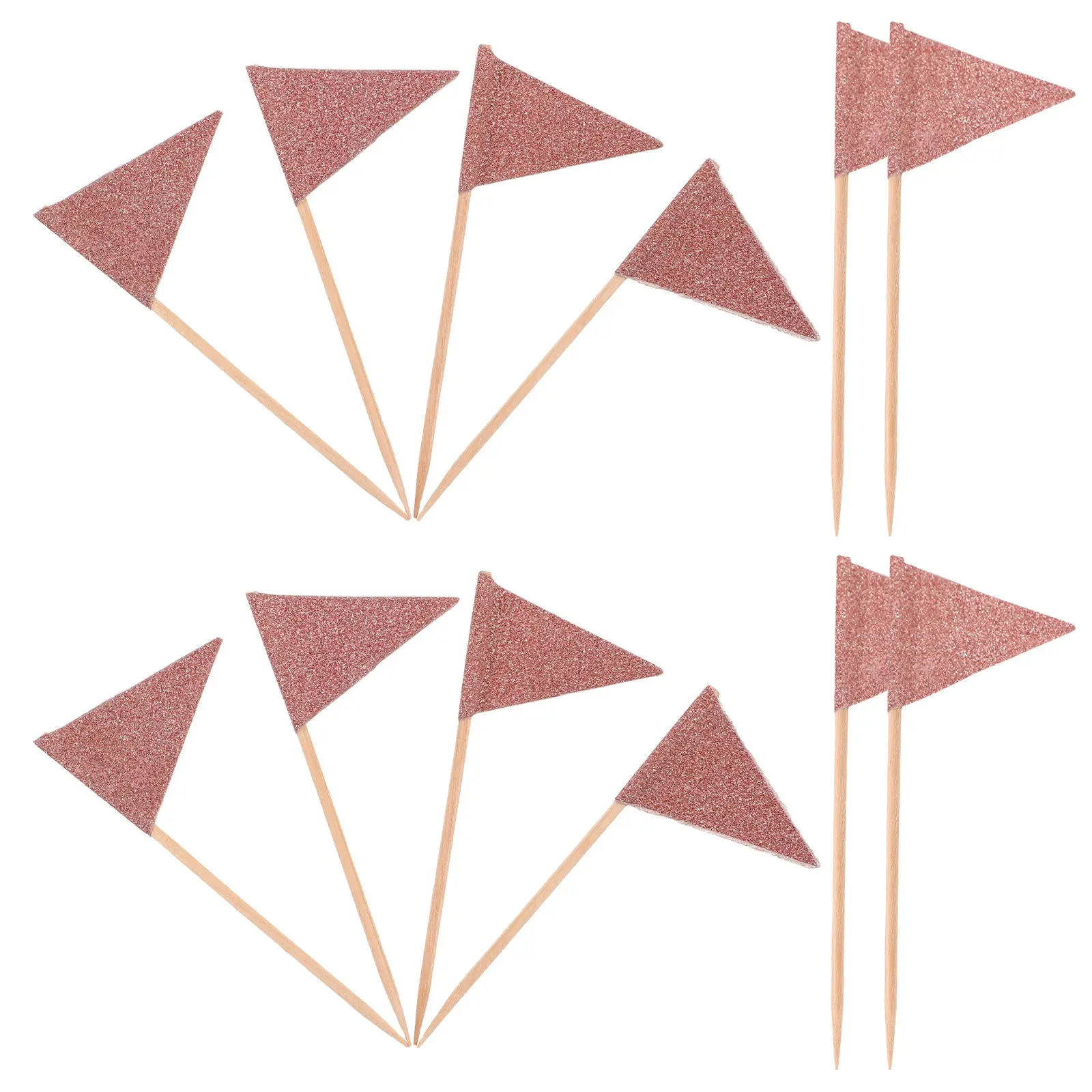12 pièces, élégantes décorations triangulaires pour gâteaux, drapeaux décoratifs, décorations pour desserts, pics à cocktail, cure-dents pour sandwichs, présentoirs pour fruits et fromages.