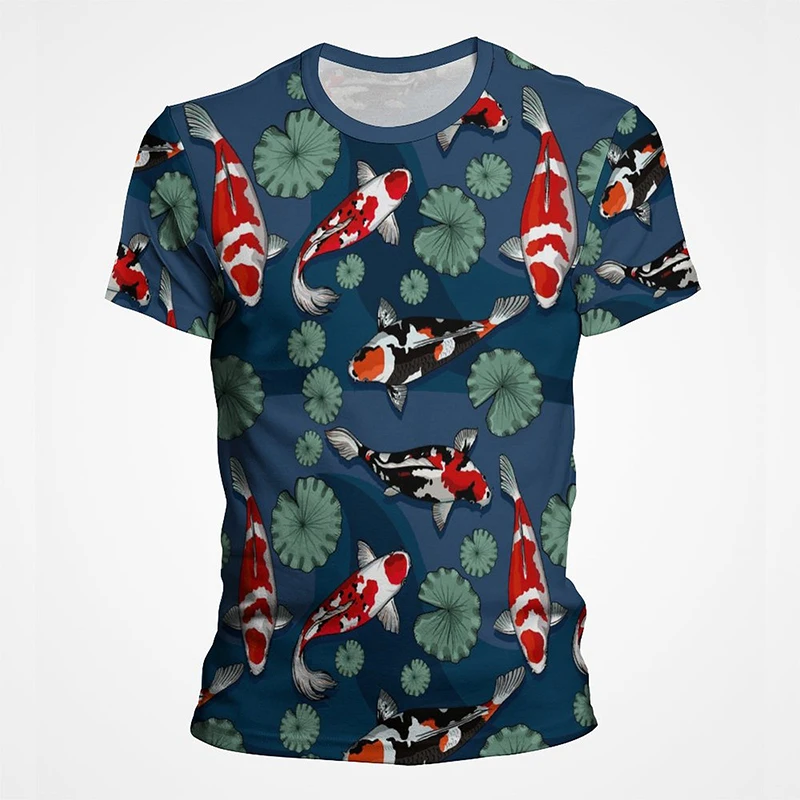 เสื้อยืดลายปลาทองสำหรับผู้ชายและผู้หญิง, ใหม่เสื้อยืดลายปลาคราฟทองลายปลาคราฟฤดูร้อนแขนสั้น3D เสื้อเท่ห์2023