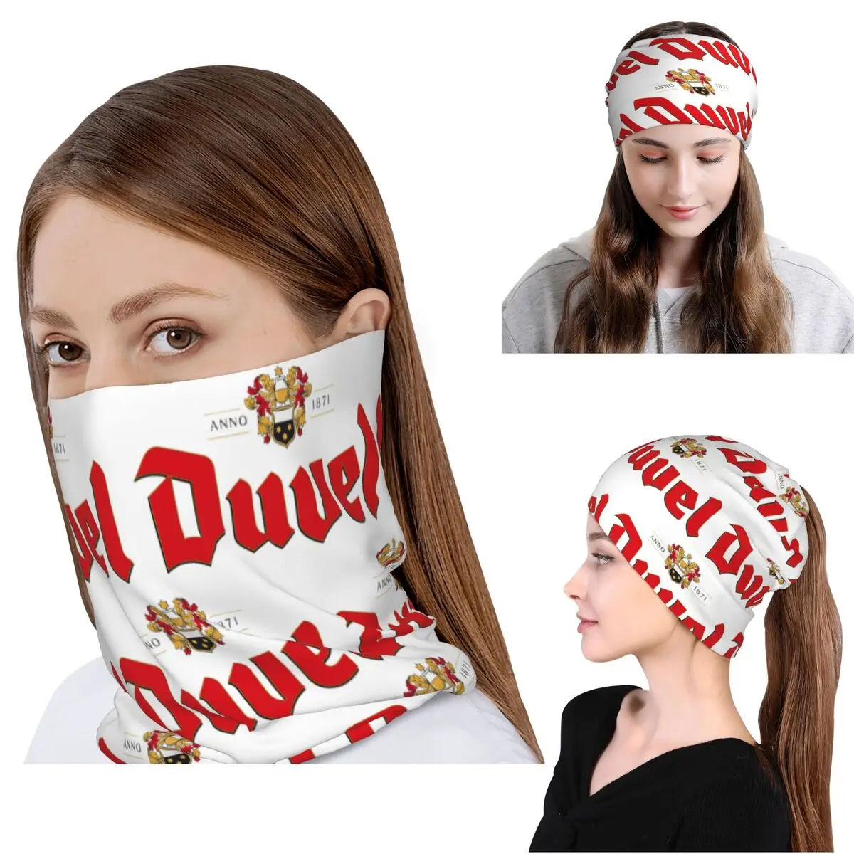 Individuelles Duvels Logo Bandana Halswärmer Multifunktionaler Schal Kopfbedeckung Mütze für Männer Frauen Erwachsene Winter
