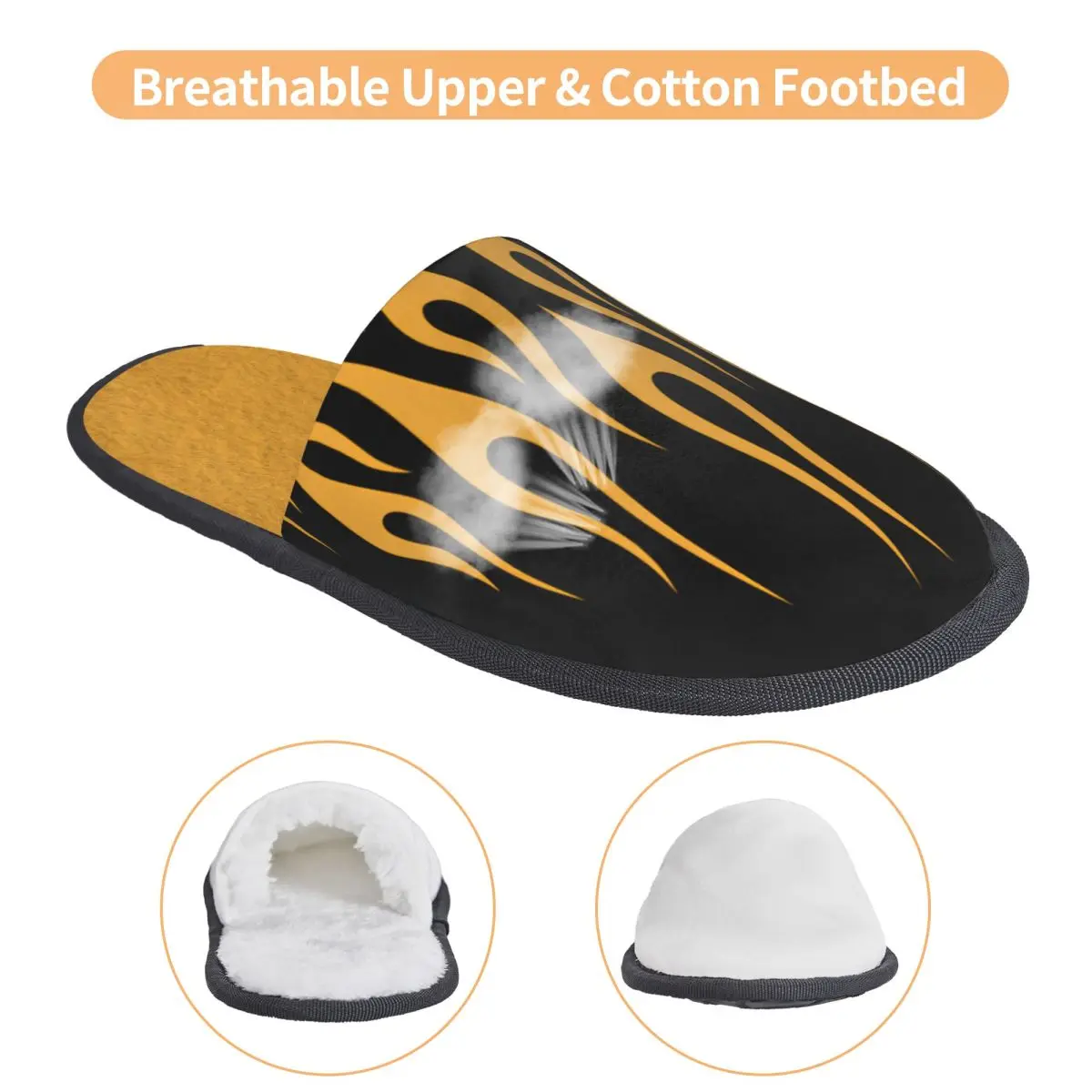 Custom Orange Fire Flames Pattern Guest Slippers for Hotel Women House Slipper
