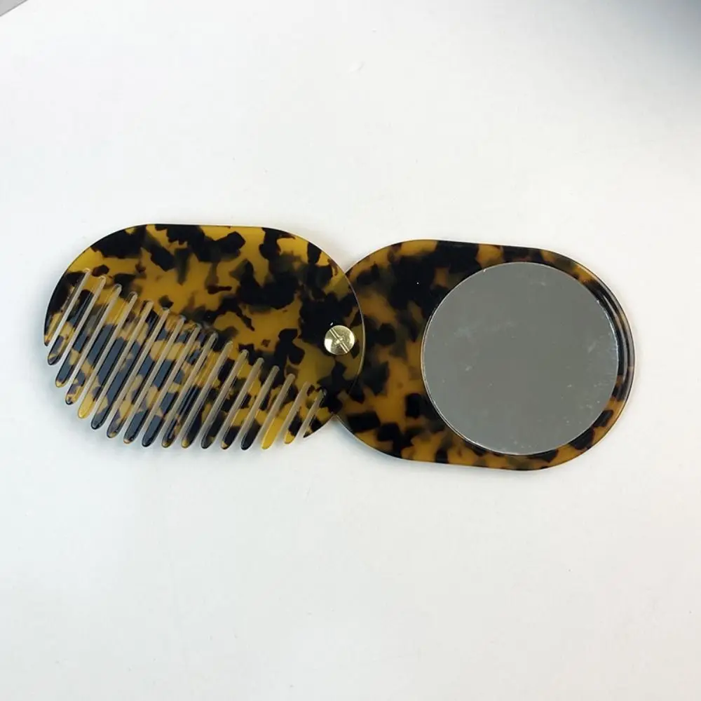 Miroir de maquillage en acétate Simple, Mini peigne multifonctionnel, peigne à cheveux épais et pliant, voyage
