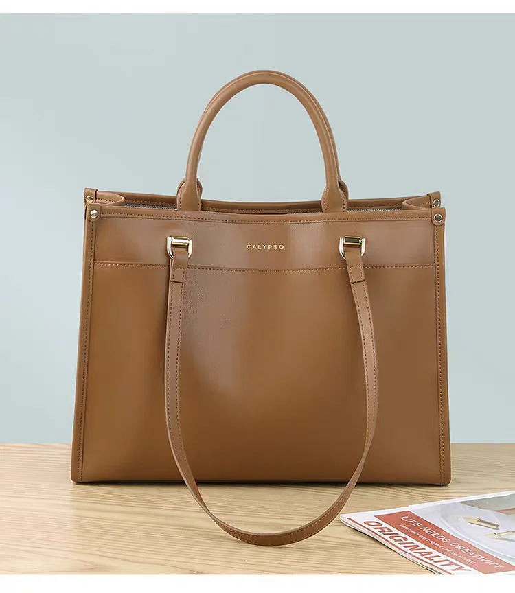 Women's leather handbag work commuting bag large capacity soft leather can slant across high-end fashion, business trip work