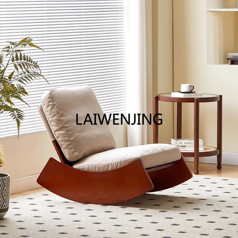 HLZ Solid Wood Single Sofa Leisure Chair Retro Balcony Wabi Wind Rocking Chair