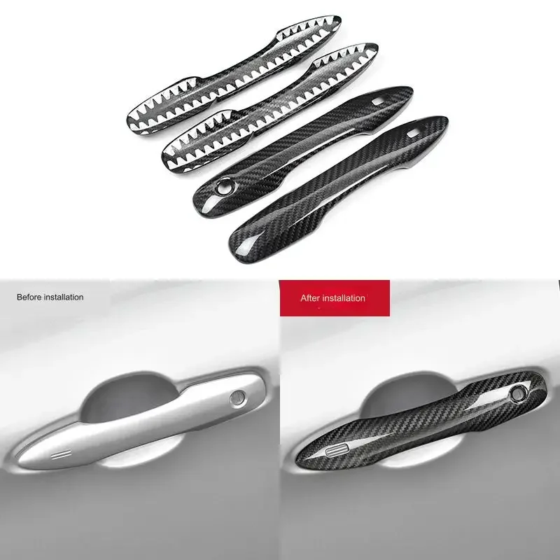 Car Accessories Carbon Fiber Black Texture Outer Handle Intelligent Style Carbon Fiber Door Handle For To ota