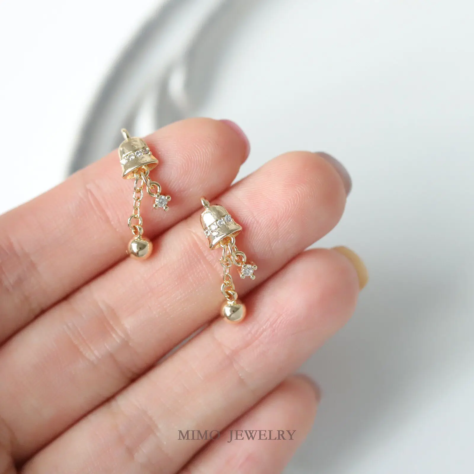 

1pcs Copper Plated Gold Christmas Zircon Small Bell Fringed Pendant Charms For Jewelry Making DIY Bracelet Accessories Findings