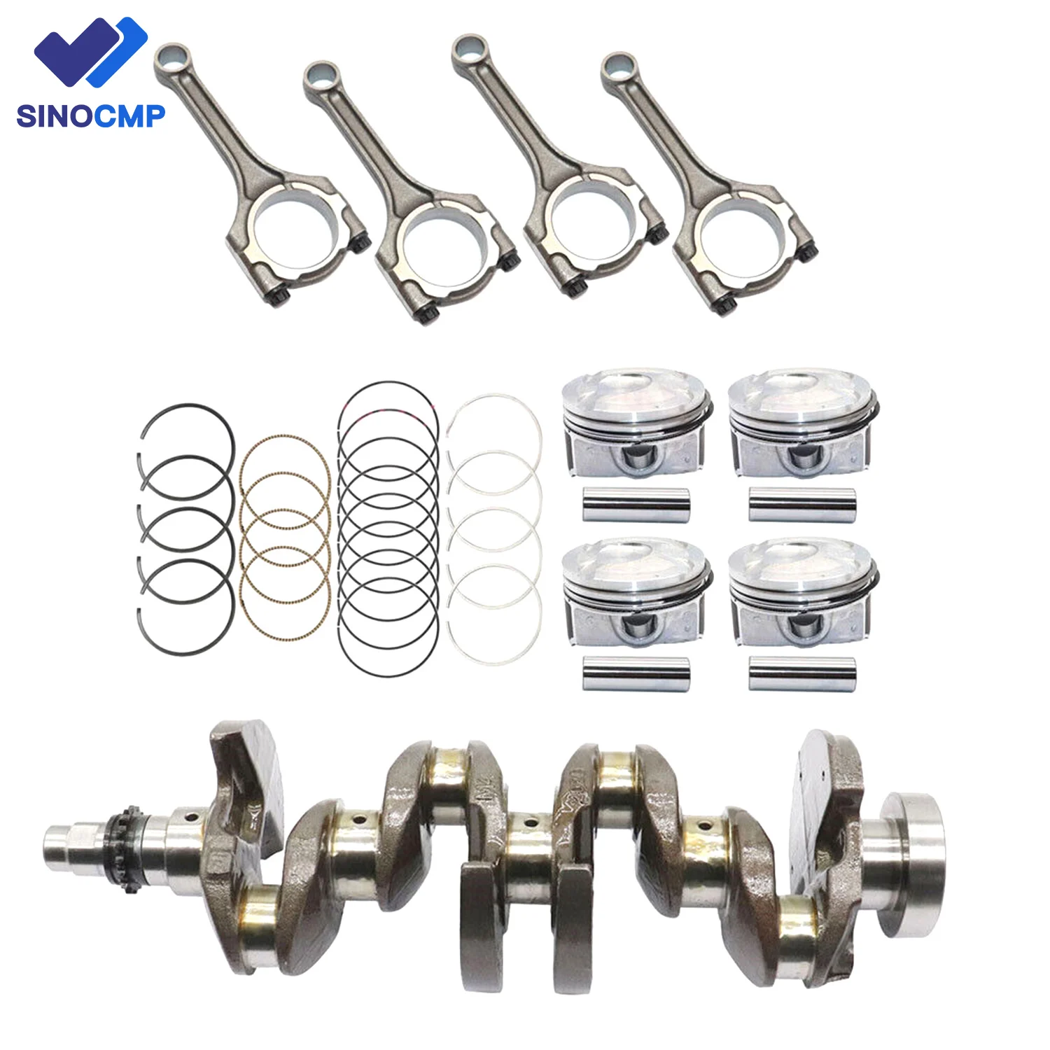 

23510-2B010 23041-2B600 23041-2B610 23060-2B002 Engine Crankshaft Connecting Rod Pistons Kit For Hyundai Kia 1.6L 12-16