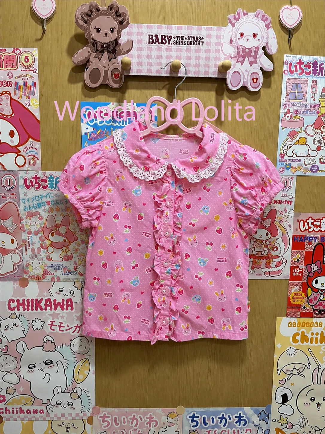 Japanese Kawaii Shirts Cartoon Print Short Sleeve Blouses Camisas De Mujer Peter Pan Collar Sweet Summer Blouse Y2k Crop Tops