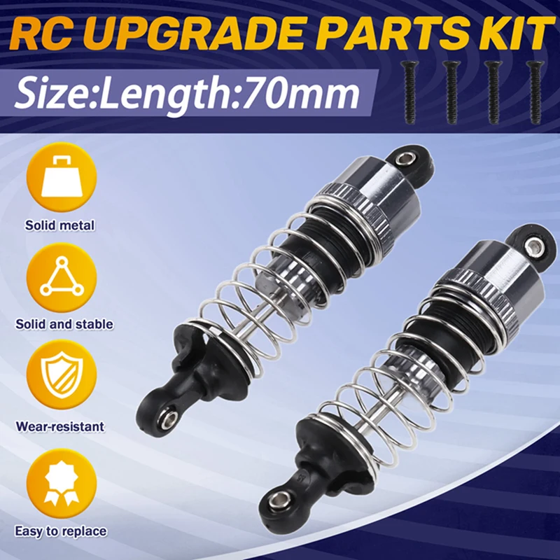 Damper peredam kejut logam minyak, suku cadang Upgrade mobil RC HBX 16889 16889A 16890 16890A SG1601 SG1602 1/16 2 buah
