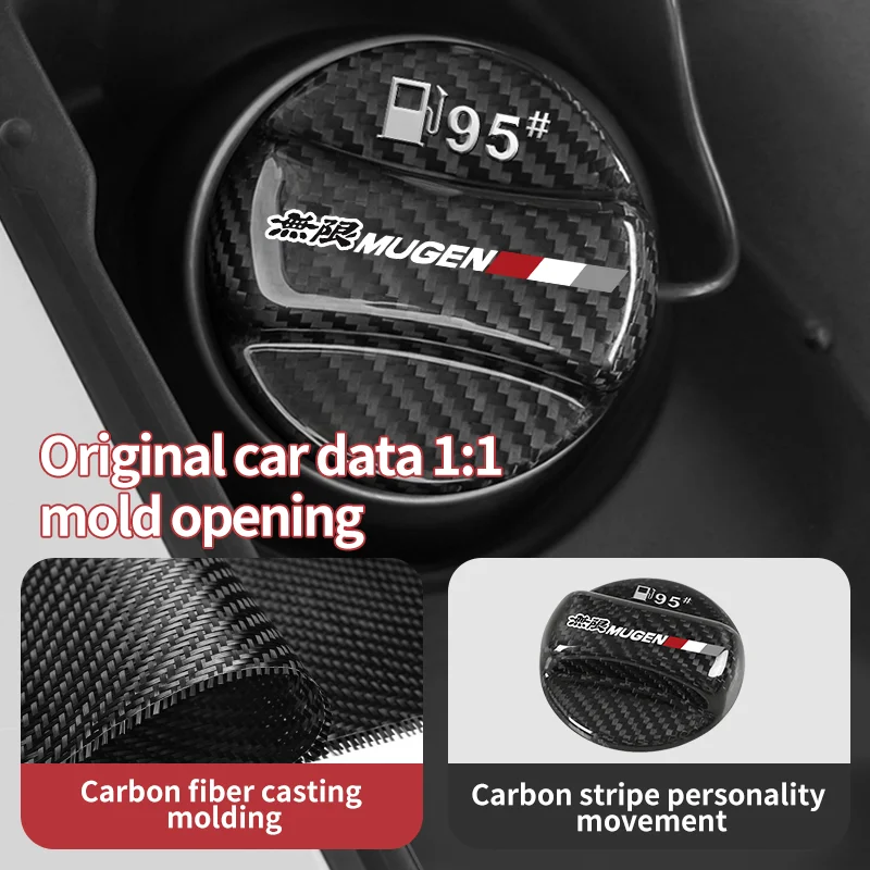 Car Carbon Fibre Tank Covers Fuel Tank Trim Cap 95# 98# For Honda Mugen Civic TYPE-R Accord Fit Jazz CRV BRV HRV Insight Pilot P