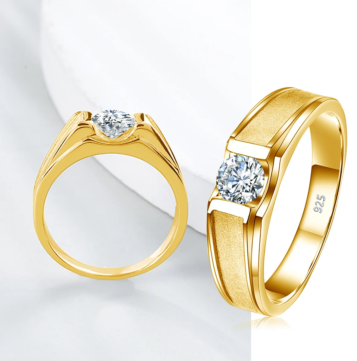 925 Sterling Silber Mattierte Verlobungsringe für Männer und Frauen Moissanit Ehering Paar Jubiläum Schmuck Geschenk – Detail 4