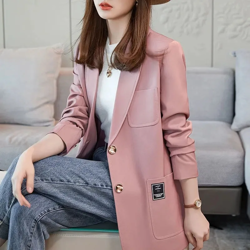 Womens Khaki Suit Jacket, Casual Blazer, High-End, Fried Street Suits, Top Single Breasted, Office Clothing, New, Autumn, Winter