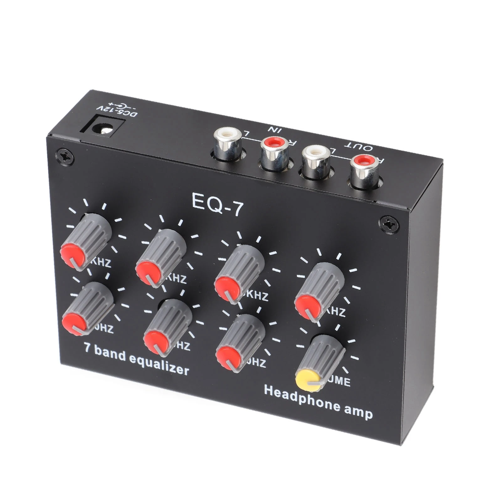 7 Band Sound Equalizer 3.5mm Input 12dB High Bass Adjustment Dual Channel Digital Equalizer DC5V-12V