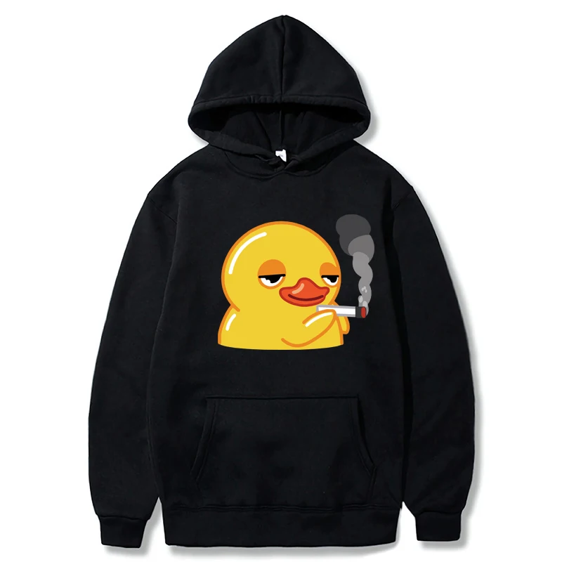 Duck Smoking Meme Hoodies Funny Meme Trend Y2k Hooded Sweatshirt For Men Women Soft Unisex Pullovers