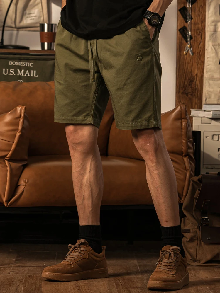 

Хлопковая рабочая одежда в стиле милитари, мужские летние тонкие повседневные брюки с пятью точками, прямые брюки в американском стиле ретро