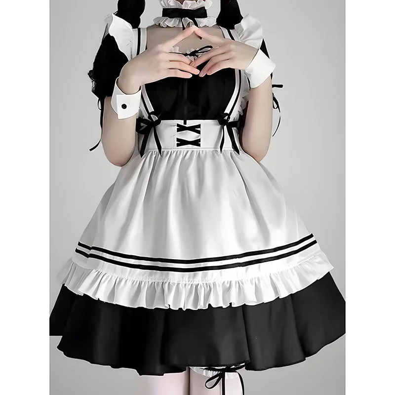 2024 Black Cute Lolita Maid Costumes Girls Women Lovely Maid Cosplay Costume Animation Show Japanese Outfit Dress Clothes