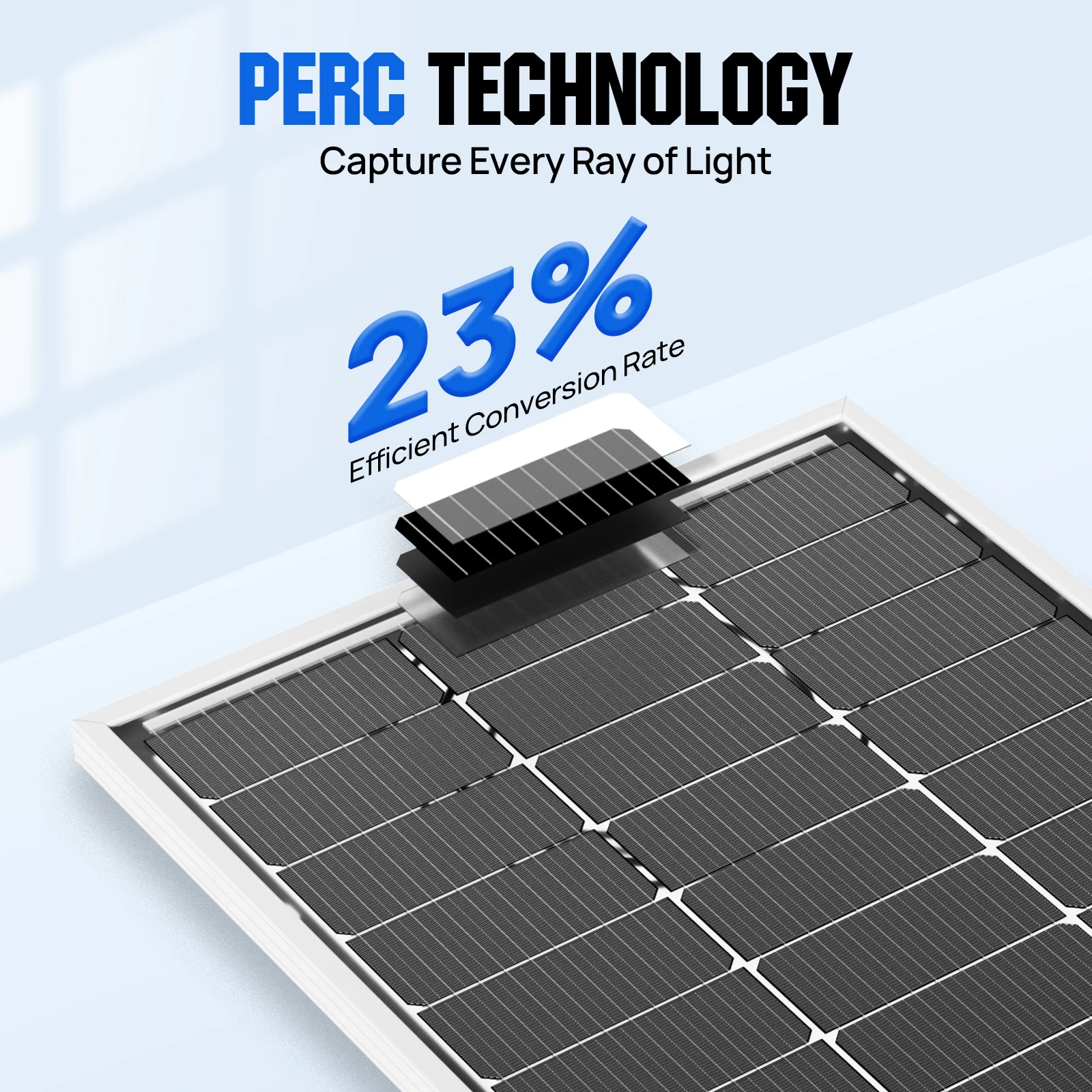 ECO-WORTHY Bifacial 100 وات 12 فولت لوحة شمسية أحادية البلورية صلبة عالية الكفاءة وحدة PV شاحن الطاقة لأشعة الشمس، Rvs
