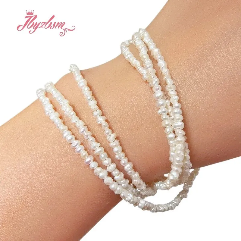 Natural White Freshwater Pearl Freeform Stone Beads Jewelry Making Spacer Strand 15 Inches 2-3mm For DIY Necklace Bracelet