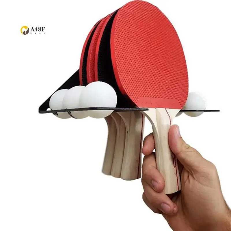 

A48F-1 PCS Table Tennis Paddle Holder Table Tennis Racket Display Stand With Ball Holder Shelf