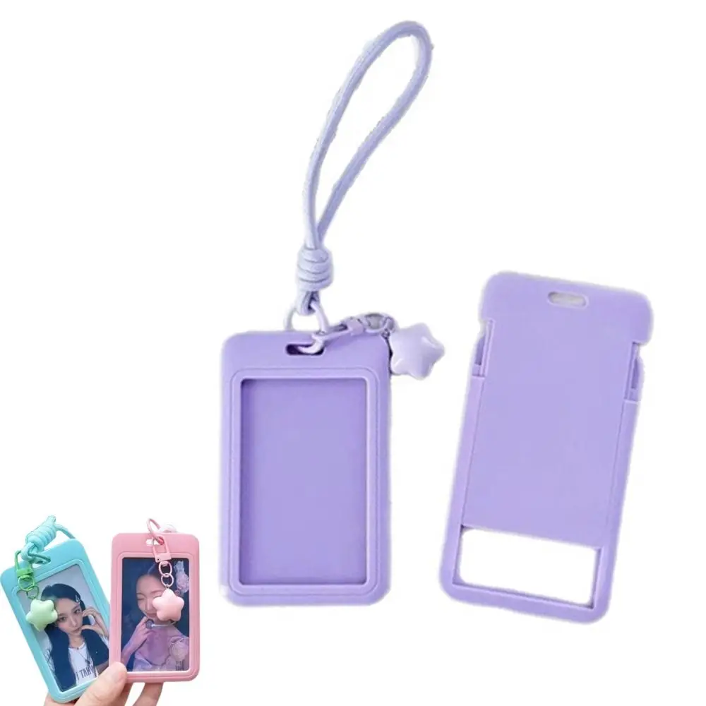 Creative Solid Color Business Card Holder INS Sliding Cover ID Card Card Holder Photos Protective Cover
