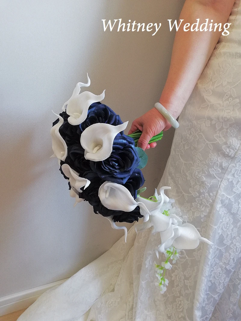 Navy Blue Bridal Bouquet Wedding Bouquets Wedding Decoration Rose Brooch  Flowers Bridal bouquets Buquê de Casamento