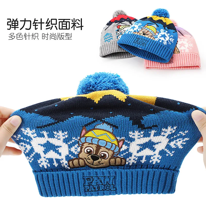 Original Genuine Paw Patrol children\'s winter earmuffs Hats kids Knitted hat Plush Toy kids cap 2-10 years bonnets Toy Gift