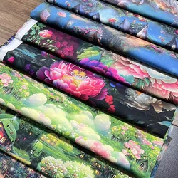 Sewing Fabric Cotton High Definition Digital Printing Fabric Fairytale Flowers for Quilt Clothes Dresses by Half Meter