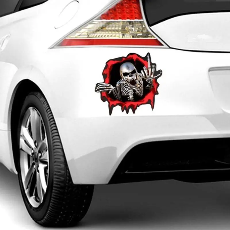 

652F Car Sticker Skull Finger Design Decoration Window Bumper Decal Sticker Car Accessories Decoration Auto Decals 15x14cm
