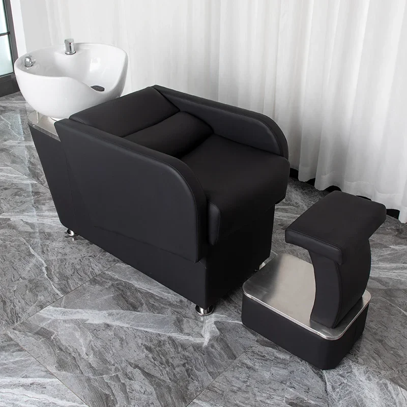

01Semi-reclining shampoo bed Ceramic basin Special for barber shop Hair salon Shampoo bed