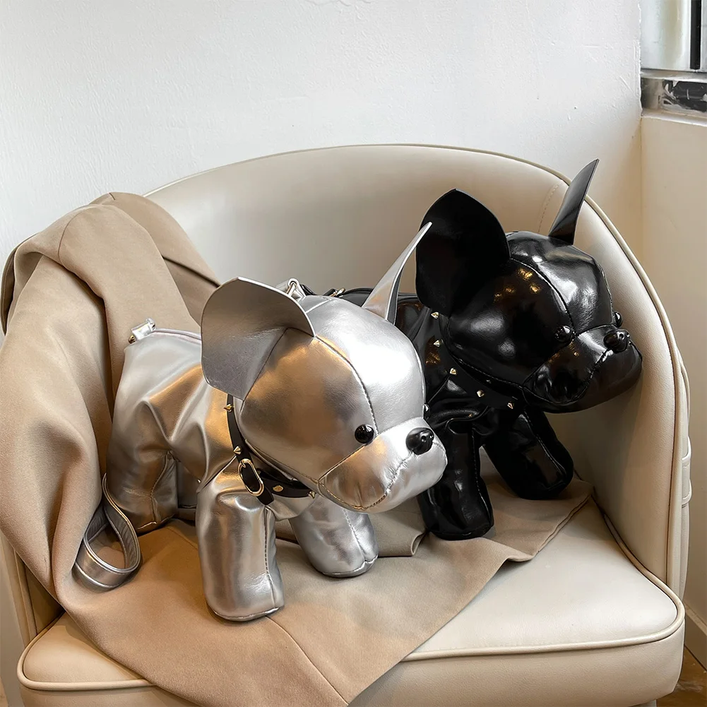 

Сумка через плечо для мужчин и женщин в форме бульдога, сумка через плечо из искусственной кожи с регулируемым ремешком и молнией для покупок, путешествий